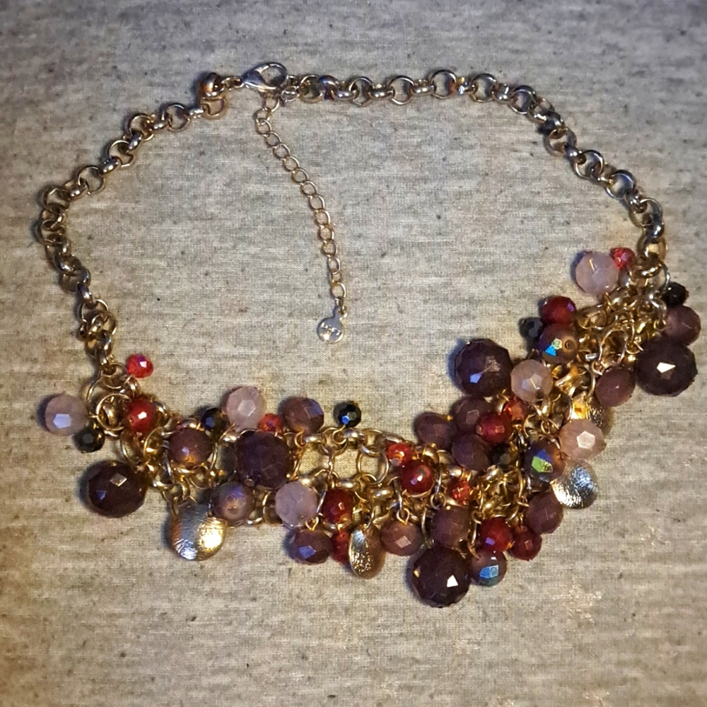 Purple light Purple Red Gold Silver Necklace